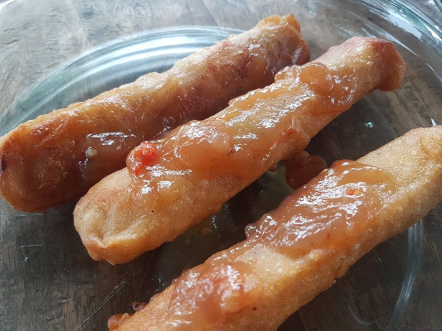 Ngohiong Cebuano spring roll close-up