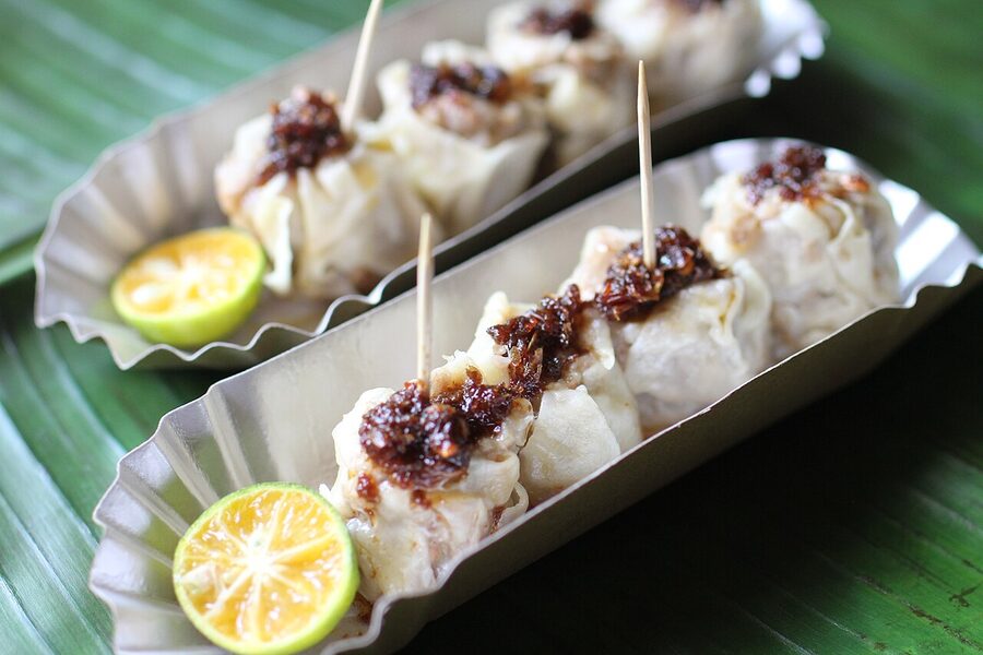 Siomai sa Tisa pork dumplings with chili and toyomansi
