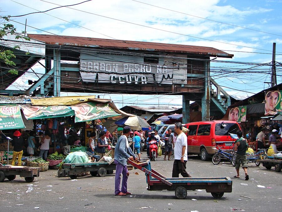 Cebu Carbon Market with vegetable and seafood stalls